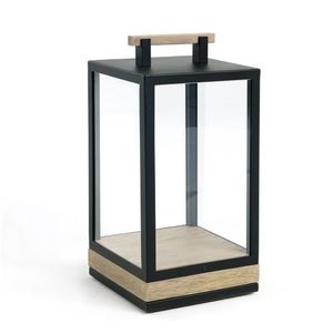 Ethimo Carre Oplaadbare Tafellamp - Pickled teak - Zwart