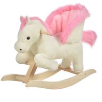 Hobbeldier - Hobbelpaard - Schommelpaard - Schommelstoel voor Kinderen - Speelgoed - wit/roze - 70 x 28 x 57 cm - thumbnail