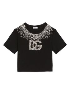 Dolce & Gabbana Kids t-shirt à logo strassé - Noir