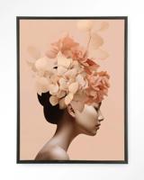 Urban Cotton Wandkleed 'Leave Crown' 80 x 110cm in Floating Frame - black