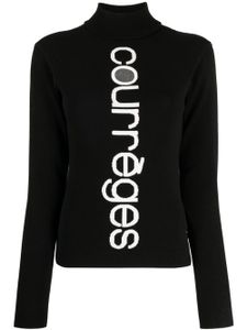 Courrèges pull en maille intarsia à col montant - Noir