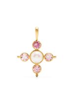 Cathy Waterman pendentif en or 22ct serti de perles d'Akoya et de tourmalines - Rose