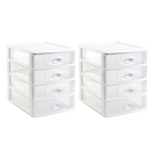 PlasticForte Ladeblok bureau organizer - 2x stuks - 4 lades - wit - 35,5x27x35