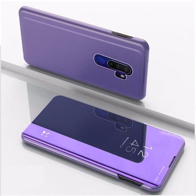 Voor OPPO A11/A9 (2020) vergulde spiegel linker en rechter Flip cover met stand mobiele telefoon holster (paars blauw)