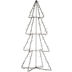 Verlichte figuren zwarte 3D lichtboom/metalen boom/kerstboom met 190 led lichtjes 117 cm