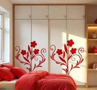 Elegante bloemensilhouet kast stickers