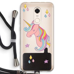 Roze eenhoorn: Xiaomi Redmi 5 Transparant Hoesje met koord