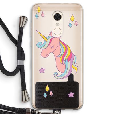 Roze eenhoorn: Xiaomi Redmi 5 Transparant Hoesje met koord
