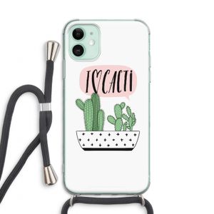 I love cacti: iPhone 11 Transparant Hoesje met koord