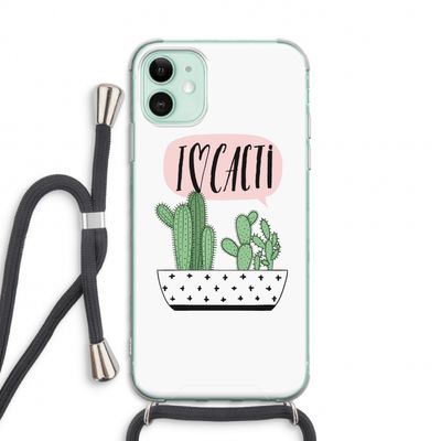 I love cacti: iPhone 11 Transparant Hoesje met koord