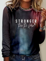 Stronger Than The Strom Crew Neck Casual Text Letters Long Sleeve Shirt - thumbnail