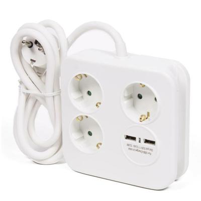 Benson Stekkerdoos 3-voudig met USB - geaard - wit - snoer van 150 cm - verlengsnoer