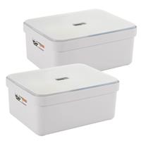 Sunware opbergbox met deksel - 2x - Sigma Home - kunststof - 24 liter - wit - opberg dozen