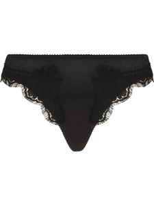 Dolce & Gabbana string satiné à détail de dentelle - Noir