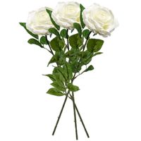 3x Creme rozen Marleen kunstbloemen 63 cm