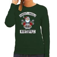 Foute Kersttrui sweater - Santas angels Northpole - groen - voor dames - kerstkleding