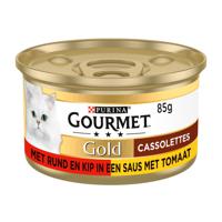 Purina Gourmet Gold Cassolettes - Rund en Kip - 24 x 85 g