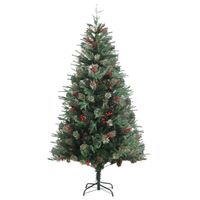 The Living Store Kerstboom met takken - PVC/PE - 195 cm - Groen - 684 PVC/117 PE uiteinden - 30 kleine dennenappels/30