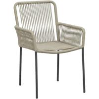 Leen Bakker - Terrasstoel Gerona - Naturel/antraciet - Polyester/Metaal - Beige#Grijs - 67x57x85 Cm
