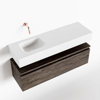 Toiletmeubel Mondiaz Andor | 100 cm | Meubelkleur Dark brown | Lex vrijhangend wastafel Talc Links | Zonder kraangat
