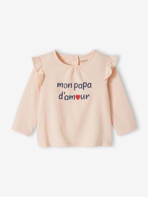 Babyshirt met opschrift van biologisch katoen lichtroze
