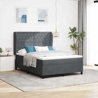 Boxspringbed met matras fluweel donkergrijs 160x200 cm