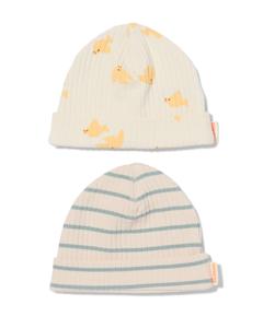 HEMA Baby Mutsen Rib Met Bamboe Vogels - 2 Stuks