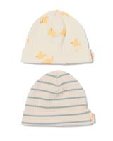 HEMA Baby Mutsen Rib Met Bamboe Vogels - 2 Stuks