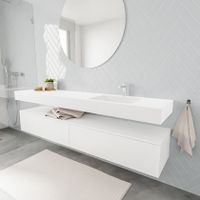 Mondiaz Alan badmeubel 200 cm talc 2 lades vrijhangend wastafel rechts 1 kraangat wit