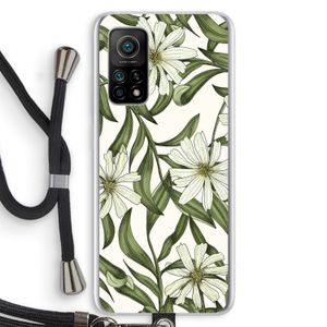 Wit bloemenpatroon: Xiaomi Mi 10T 5G Transparant Hoesje met koord