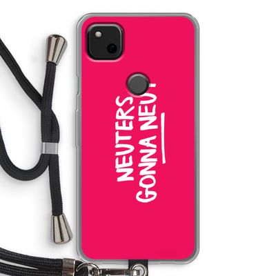 Neuters (roze): Pixel 4a Transparant Hoesje met koord