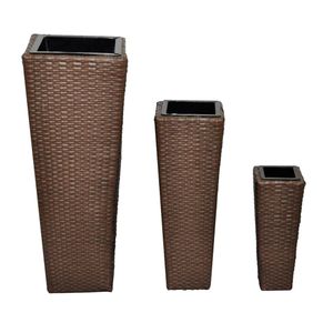 VidaXL Plantenbakken verhoogd 3 st poly rattan bruin