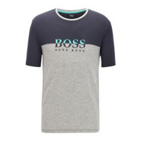 Hugo Boss t-shirt van TENCEL Lyocell - blauw/grijs - thumbnail