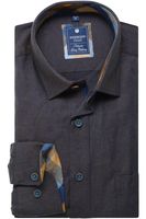 Redmond Casual Regular Fit Flanellen hemd bruin, Herringbone