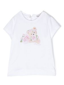 Monnalisa t-shirt en coton à imprimé ourson - Blanc