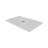 Linie Lido douchebak 120 x 80 cm composietmarmer witte marmer look leisteenstructuur - thumbnail