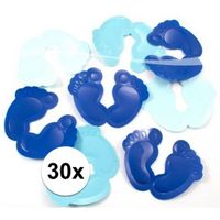 Blauwe voetjes tafelconfetti XL voor geboorte versiering 30 stuks   -