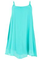 Yoek Jurk spaghetti | Turquoise | Maat 54/56