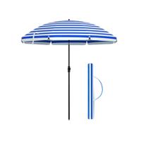 Opvouwbare parasol, Blauw + witte strepen / 200 cm