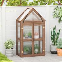 Kweekhuis Portable 3 Tier Mini Houten Serre met Verwijderbare Planken Transparant Broeikas Kweekkast voor Balkon Tuin Bruin Kweekhuis Portable 3 Tier Mini Houten Serre met Verwijderbare Planken Transparant Broeikas Kweekkast voor Balkon Tuin Bruin