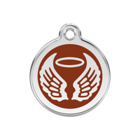 Angel Wings Brown roestvrijstalen hondenpenning medium/gemiddeld dia. 3 cm - Reddingo