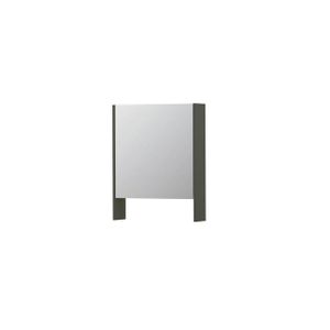INK SPK3 Spiegelkast - 60x14x74cm - 1 deur - dubbelzijdige Spiegel - open planchet - schakelaar en stopcontact - MDF lak Mat beton groen 1110025