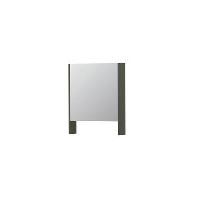 INK SPK3 Spiegelkast - 60x14x74cm - 1 deur - dubbelzijdige Spiegel - open planchet - schakelaar en stopcontact - MDF lak Mat beton groen 1110025