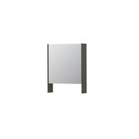 INK SPK3 Spiegelkast - 60x14x74cm - 1 deur - dubbelzijdige Spiegel - open planchet - schakelaar en stopcontact - MDF lak Mat beton groen 1110025