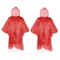 Wegwerp regenponcho - Pakket van 10x stuks - rood - voor kinderen - 63 x 70 cm - polyester - regenkl