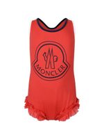 Moncler Enfant maillot de bain volanté à logo imprimé - Rouge