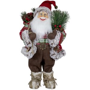 Kerstman beeld - H60 cm - rood - staand - kerstpop   -