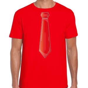 Verkleed t-shirt voor heren - stropdas rood - rood - carnaval - foute party - verkleedshirt