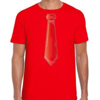 Verkleed t-shirt voor heren - stropdas rood - rood - carnaval - foute party - verkleedshirt