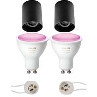 Philips Hue Kantelbare Opbouwspot Set - Mat Zwart Ø90mm GU10 - White and Color Ambiance